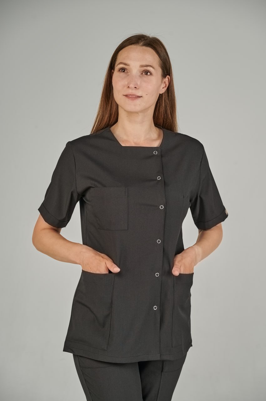 Костюм Lycra  кнопка сбоку кор/рукав Черный (Siyah) S